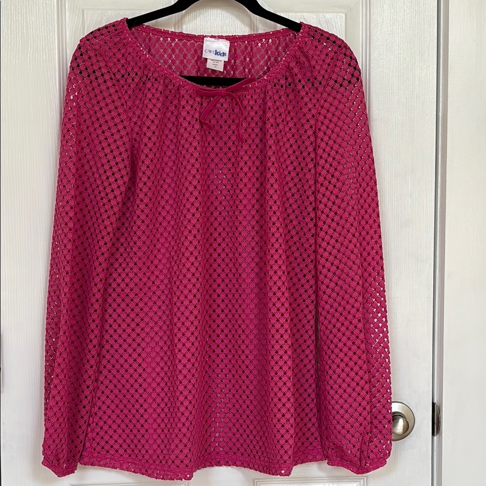 Girls' Pink Crochet Swim Coverup